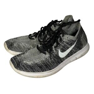 Nike Free RN Flyknit 2017 Running Shoes Womens 10 Black White Sneakers